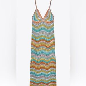 Zara Multicolor Crochet Maxi Dress